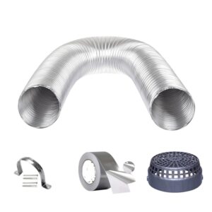 6" Flexible Aluminum Duct Pipe for Kitchen Chimney | Expands to 4 ft. | Complete Installation Kit with Free Cowl Cover